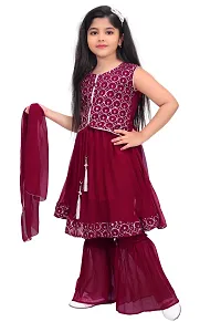 Alluring Maroon Georgette Self Pattern Stitched Salwar Suit Set For Girls-thumb2