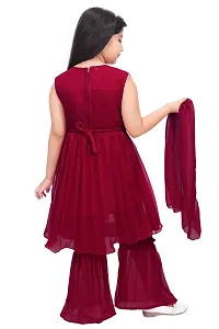 Alluring Maroon Georgette Self Pattern Stitched Salwar Suit Set For Girls-thumb1