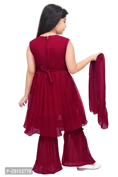 Alluring Maroon Georgette Self Pattern Stitched Salwar Suit Set For Girls-thumb2