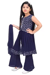 Alluring Blue Georgette Self Pattern Stitched Salwar Suit Set For Girls-thumb2