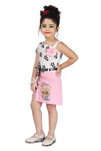 Elegant Pink Georgette Self Pattern Dress For Girls-thumb1