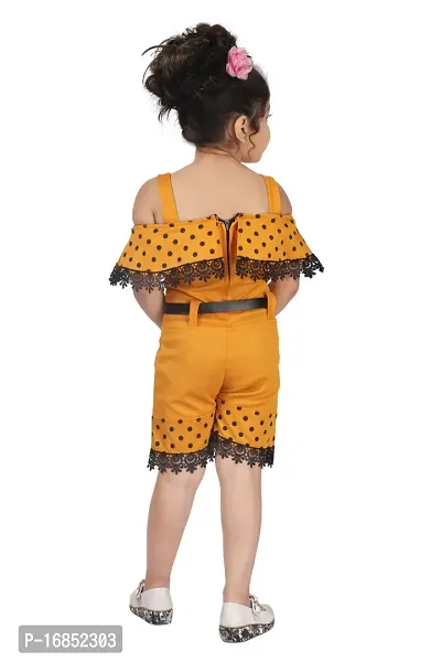 Elegant Yellow Georgette Self Pattern Dress For Girls-thumb3