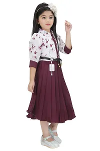 Elegant Magenta Georgette Self Pattern Fit And Flare Dress For Girls-thumb1