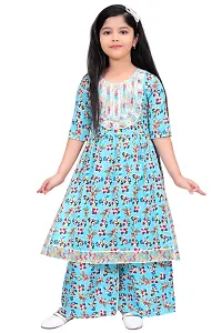 Alluring Blue Georgette Self Pattern Stitched Salwar Suit Set For Girls-thumb2