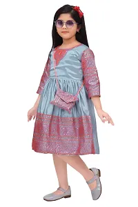 Fabulous Georgette Blue Embroidered Frocks For Girls-thumb2