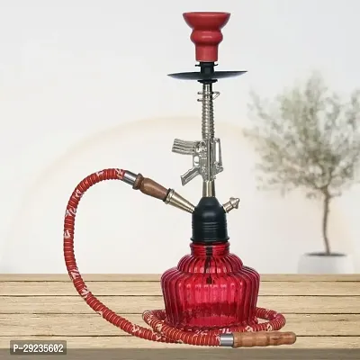 Wish Divine Glass Hookah Pot QT Gun Red |(16 Inches)-thumb0