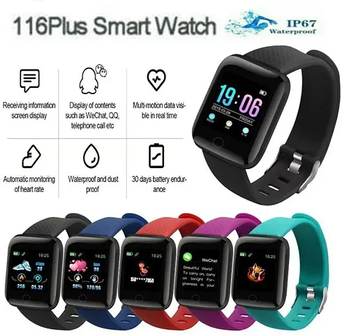 WeRock ID116 Sport Smart Watch Fitness Tracker Intelligent Bracelet Touchscreen W139 Smartwatch Black Strap Free size