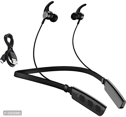 WeRock B235 Wireless Neckband with Mic Powerful Stereo Sound Quality BT Headset W12 Bluetooth Headset (Black, In the Ear)-thumb0