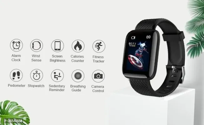 WeRock ID116 Sport Smart Watch Fitness Tracker Intelligent Bracelet Touchscreen W112 Smartwatch Black Strap Free size-thumb0