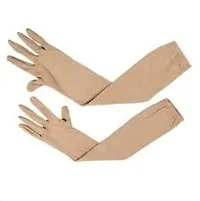 Combo Pack Women's and Men's Cotton Pollution and Sunburn Sunlight Protection Full Hand Gloves for Biking and Driving Dust- Beige (Pack of 2) white cream color-thumb2