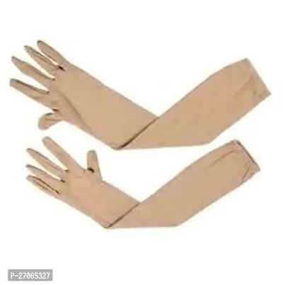 Combo Pack Women's and Men's Cotton Pollution and Sunburn Sunlight Protection Full Hand Gloves for Biking and Driving Dust- Beige (Pack of 2) white cream color-thumb3