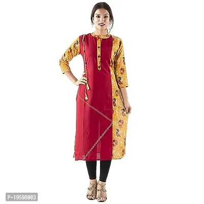 NIYANI Rayon RED and Yellow Digital Printed Kurti for Women-thumb0