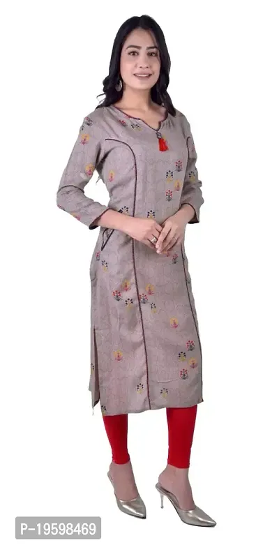 NIYANI Rayon Floral Printed Kurti with Pockets-thumb0