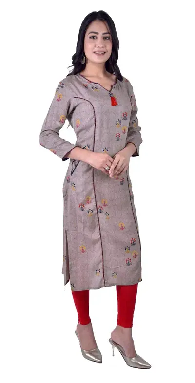 NIYANI Rayon Floral Kurti with Pockets