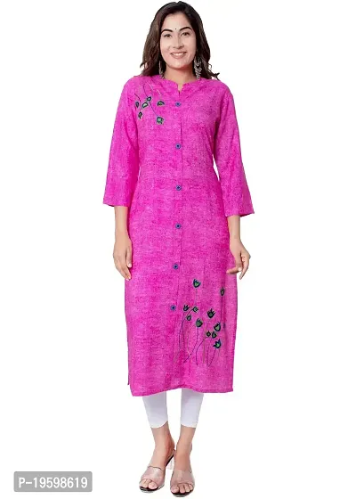 NIYANI Women's Rayon Multicolor Floral Embroidered Kurti