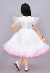 Beautiful Butterfly Design Knee Length Half Frill Sleeves Fairy Princess Net  Frock Dress for Girl-thumb2