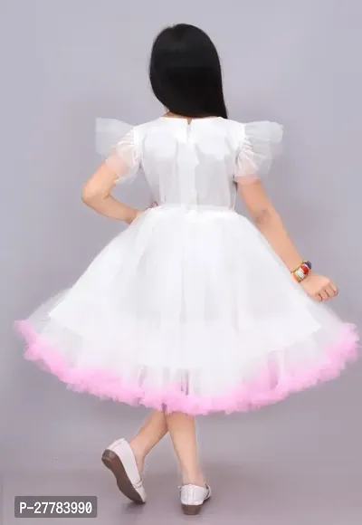 Beautiful Butterfly Design Knee Length Half Frill Sleeves Fairy Princess Net  Frock Dress for Girl-thumb3