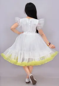 Beautiful Butterfly Design Knee Length Half Frill Sleeves Fairy Princess Net  Frock Dress for Girl-thumb2