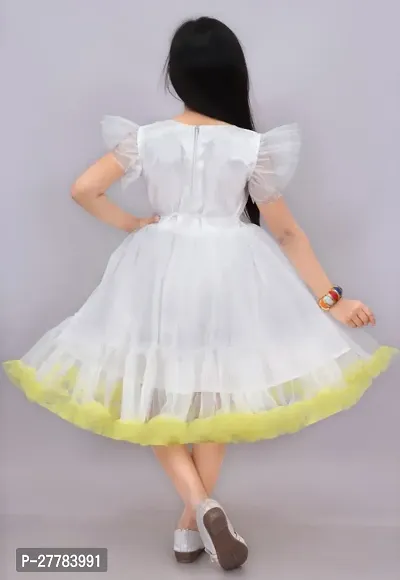 Beautiful Butterfly Design Knee Length Half Frill Sleeves Fairy Princess Net  Frock Dress for Girl-thumb3