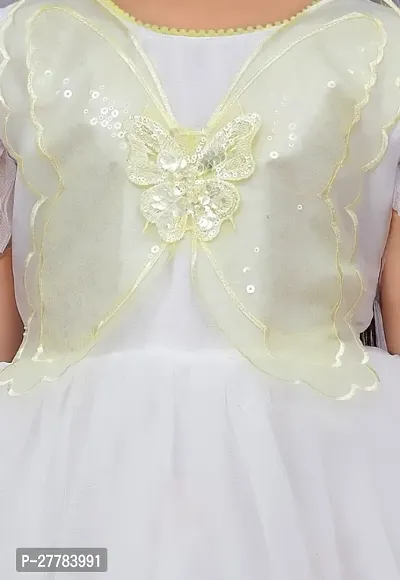 Beautiful Butterfly Design Knee Length Half Frill Sleeves Fairy Princess Net  Frock Dress for Girl-thumb4