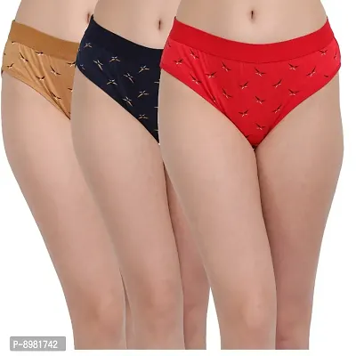 Multicoloured Cotton Printed Briefs For Women-thumb0