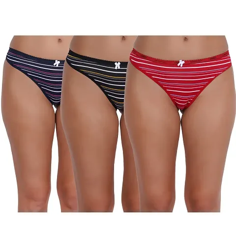 Beach Thong For Women/ Cotton Thong Bikini Combo Pack 3 ( Black Blue Red )