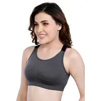 Bra For Gym/ Solid Non-Wired Lightly Padded Sports Bra Grey-thumb1