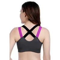 Bra For Gym/ Solid Non-Wired Lightly Padded Sports Bra Grey-thumb3