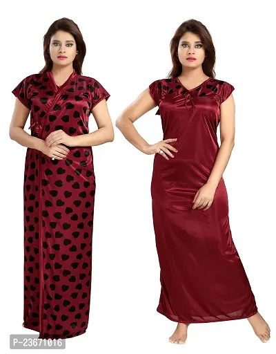 Comfortable Multicoloured Satin Night Suits For Women-thumb0