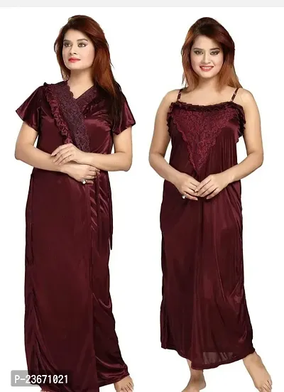 Comfortable Multicoloured Satin Night Suits For Women-thumb0