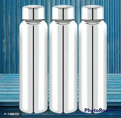 Stainless steel water bottle 1000ml approxe,water bottle,steel bottle,gym,sipper,school,office,water bottle 900ml.(Organ).Pack of 3