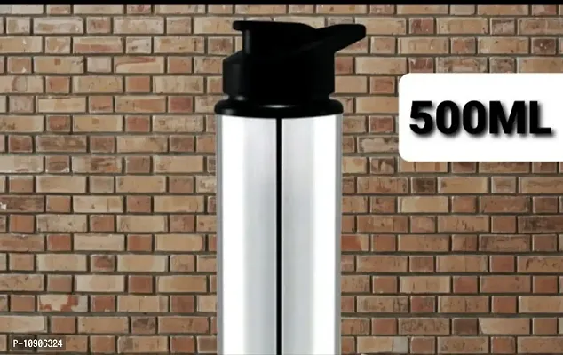 (( SPORTS 500 ML )) Stainless Steel Sports Water Bottles | College bottle| Single Wall BPA Free  Leak Proof Cap and Steel Bottle 500 ml, Pack of 1