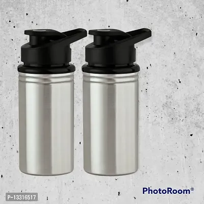 Sports 500 Ml Stainless Steel Sports Water Bottles College Bottle Single Wall Bpa Free Leak Proof Cap And Steel Bottle 500 Ml Pack Of 2-thumb0