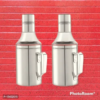 Stainless Steel Oil Dispenser Bottle | Oil Pourer | Oil Bottle | Leak Proof Oil Dispenser Bottle with Handle for Home and Kitchen Use, 1000 ML Pack of 2-thumb0