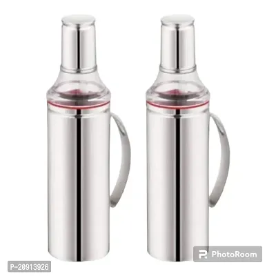 Stainless Steel Oil Dispenser Bottle | Oil Pourer | Oil Bottle | Leak Proof Oil Dispenser Bottle with Handle for Home and Kitchen Use, 1000 ML Pack of 2-thumb0