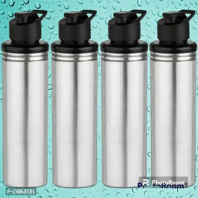 (SPORTS-4P) Stainless Steel Water Bottle 900ml (Approx), Stainless Steel Bottle silver, Steel fridge Bottle ,Steel Sports Bottle,Steel Bottle, Gym,Office,Water Bottle 900ml. Pack of 4