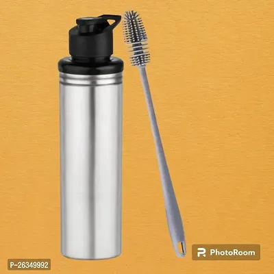 (( BRUSH+SPORTS  )) Stainless steel water bottle 900ml approxe,water bottle,steel bottle,gym,sipper,school,office,water bottle 900ml 1 Cleaning Brush.Pack of 1-thumb0