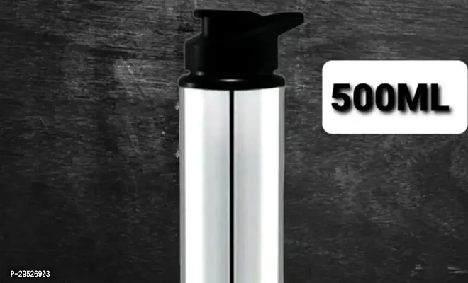 ( SPORTS 500 ML ) Stainless Steel Sports Water Bottles |Steel bottel   Single Wall Leak Proof Cap and Steel Bottle silver, Pack of 1-thumb0