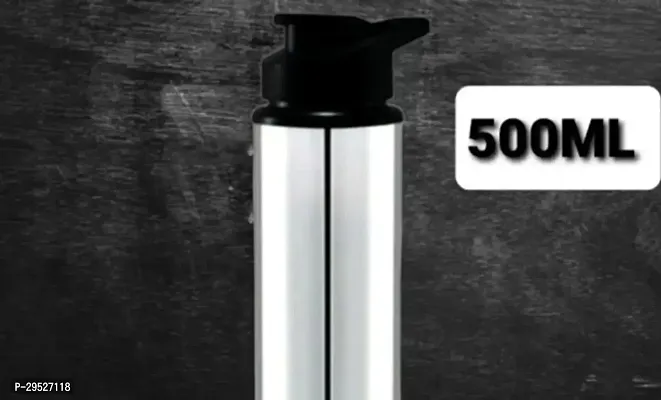 ( SPORTS 500 ML ) Stainless Steel Sports Water Bottles |Steel bottel   Single Wall Leak Proof Cap and Steel Bottle silver, Pack of 1-thumb0