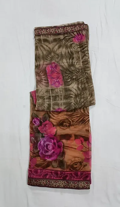 CHIFFON DIGITAL PRINTED SAREES WITH BLOUSE