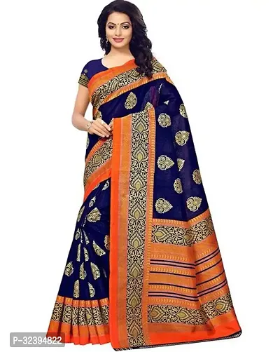 Stylish Cotton Printed Saree with Blouse piece For Women-thumb0