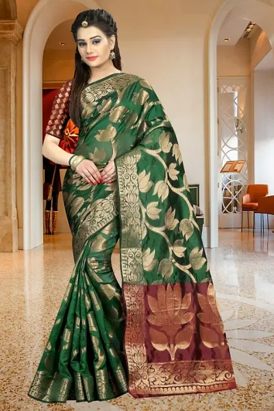 Cotton Silk Woven Design Sarees With Blouse Piece