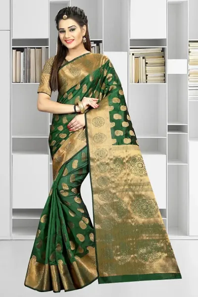 Attractive Silk Printed Sarees With White Rangoli Blouse