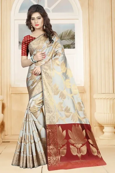 Cotton Silk Woven Design Sarees With Blouse Piece