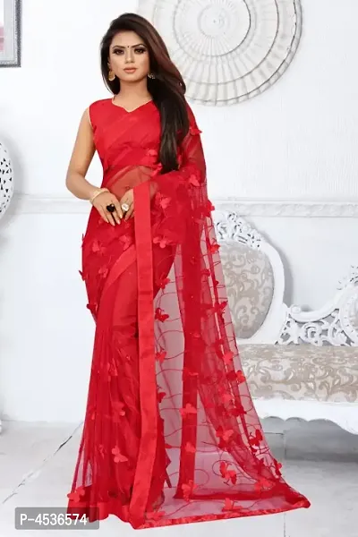 New Trendy Net 3D Butterfly Saree with Blouse piece-thumb0