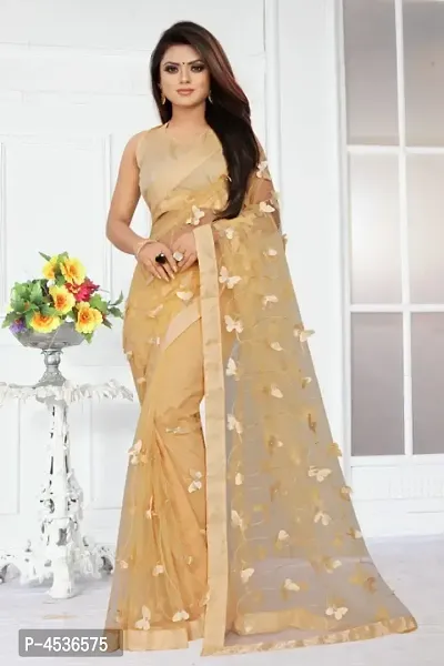 New Trendy Net 3D Butterfly Saree with Blouse piece-thumb0