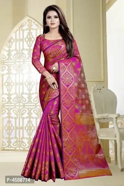 Beautiful Art Silk Jacquard Saree with Blouse piece