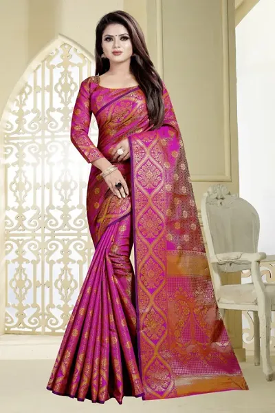 Beautiful Art Silk Jacquard Saree with Blouse piece