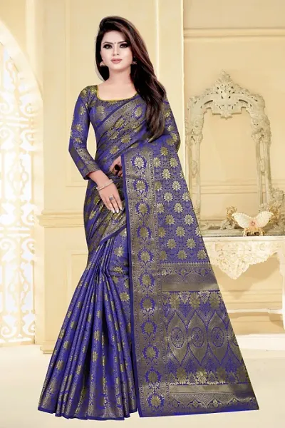 Beautiful Art Silk Jacquard Saree with Blouse Piece