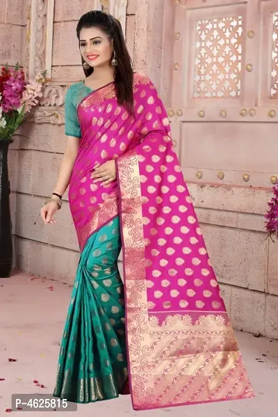 Beautiful Art Silk Jacquard Saree with Blouse piece-thumb0